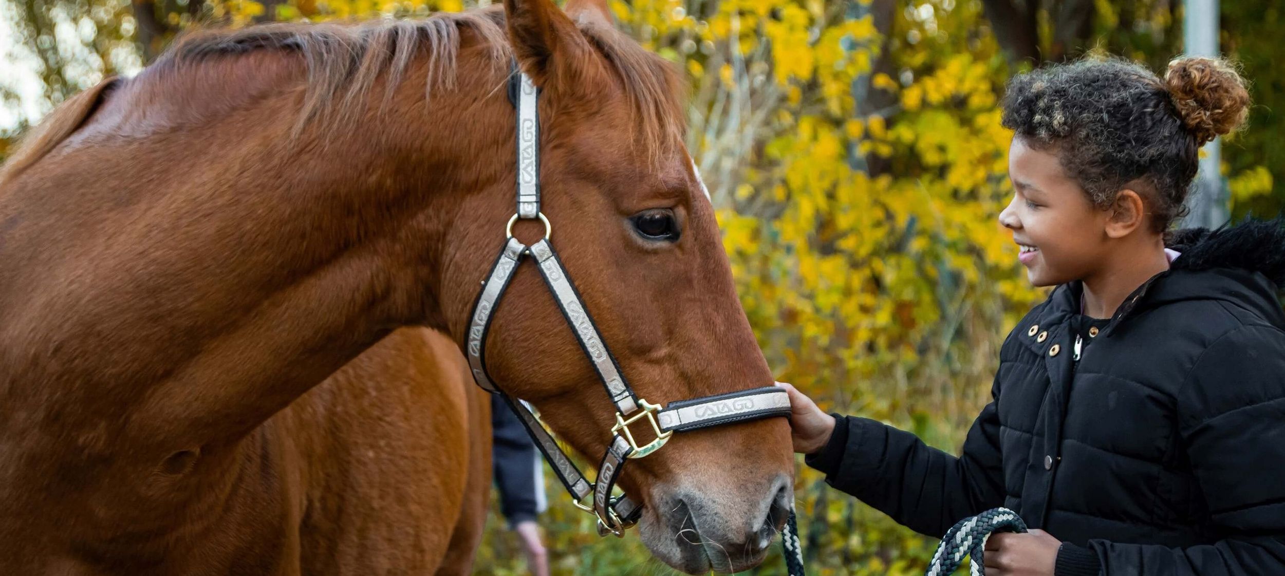 Eine Jugendliche streichelt ein Pferd